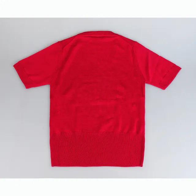 【Vivienne Westwood】Vivienne Westwood彩色刺繡土星球LOGO羊毛圓領短袖上衣(女款/紅)