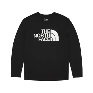 【The North Face 官方旗艦】北面男款黑色吸濕排汗品牌LOGO長袖T恤｜8AMJJK3(排汗衫)