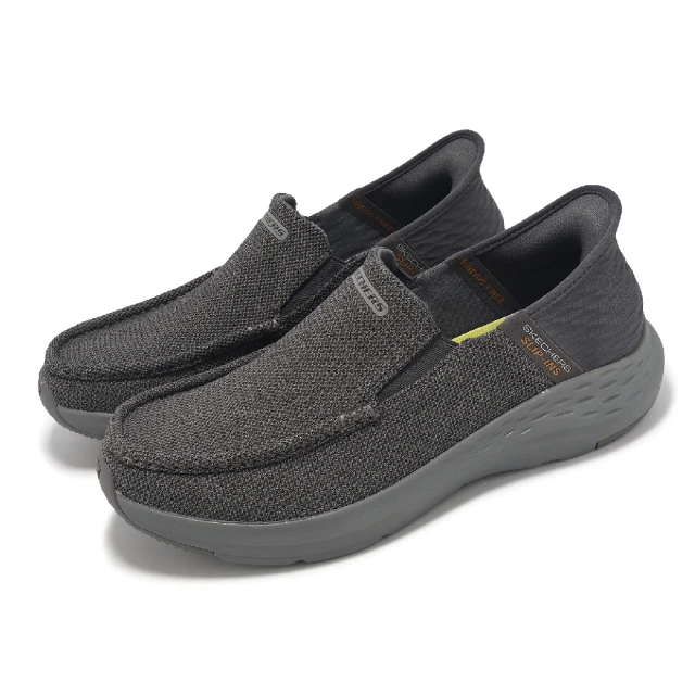 SKECHERS 休閒鞋 Parson-Ralven Slip-Ins 男鞋 灰 帆布 套入式 回彈 懶人鞋(204804-GRY)