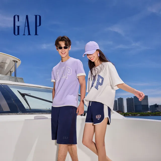 【GAP】女裝 Logo印花抽繩鬆緊短褲-多色可選(465058)