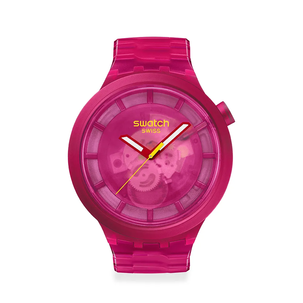 【SWATCH】BIG BOLD 系列手錶 PINK JOY 粉紅 男錶 女錶 手錶 瑞士錶 錶(47mm)