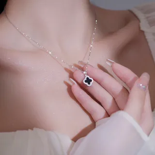 【KT DADA】交換禮物 包包 純銀項鍊 瑪瑙項鍊 四葉草項鍊 幸運草項鍊 韓國項鍊 閨蜜項鍊  金項鍊 銀