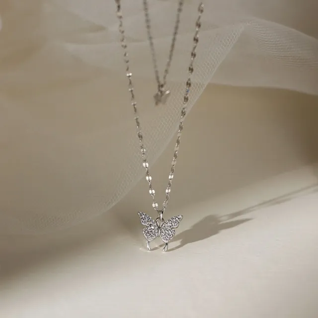 【MoonDy】包包 S925純銀項鍊 蝴蝶項鍊 小禮物 鎖骨鏈 短鍊 閨蜜項鍊 造型項鍊 抗過敏項鍊