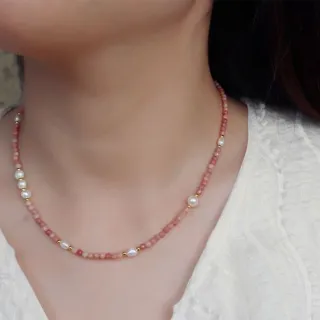 【MoonDy】包包 珍珠項鍊 水晶項鍊 女生項鍊 串珠項鍊 閨蜜項鍊 粉水晶項鍊 招桃花項鍊 韓