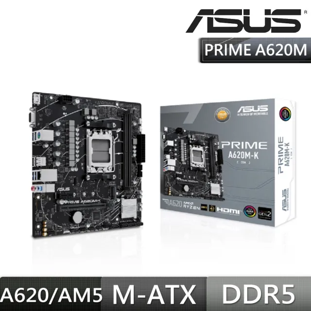 【ASUS 華碩】M+U組合★PRIME A620M-K-CSM主機板+AMD Ryzen R3-4100 CPU