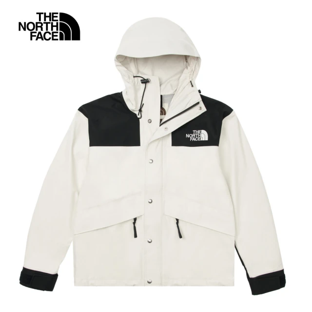 The North Face 經典ICON-北面男款米白色防水透氣舒適連帽衝鋒衣｜8AKJROU