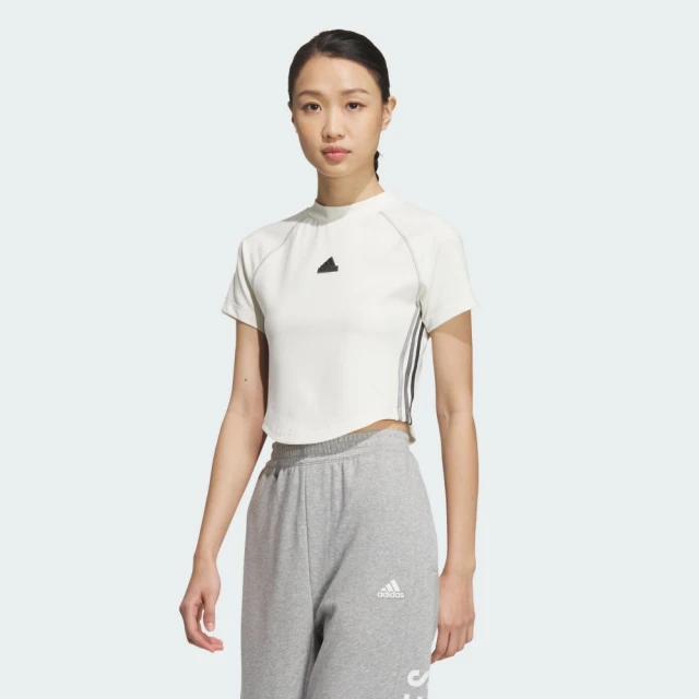 adidas 愛迪達 上衣 女款 短袖上衣 運動 CROP SS TEE 白 JJ1113