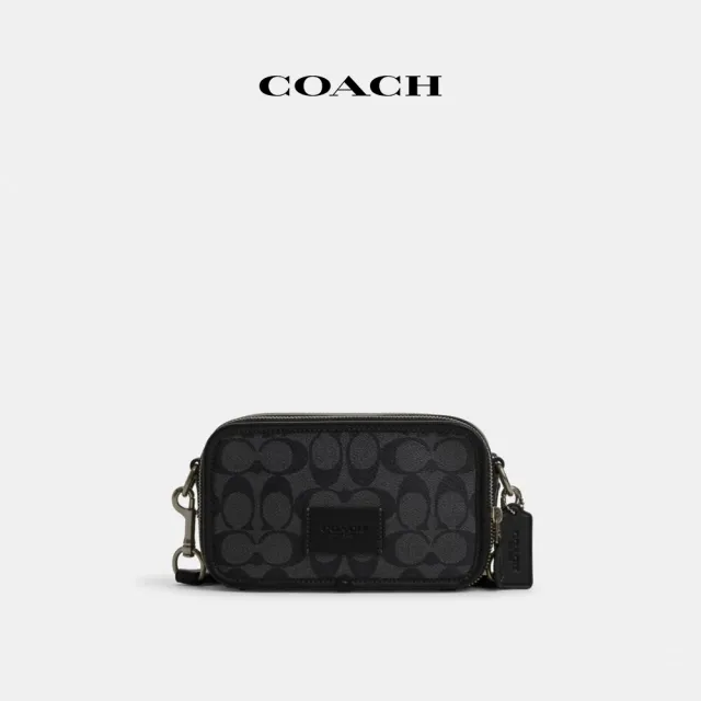 【COACH蔻馳官方直營】WYATT經典Logo斜背手袋-QB/炭黑色/黑色(CM109)