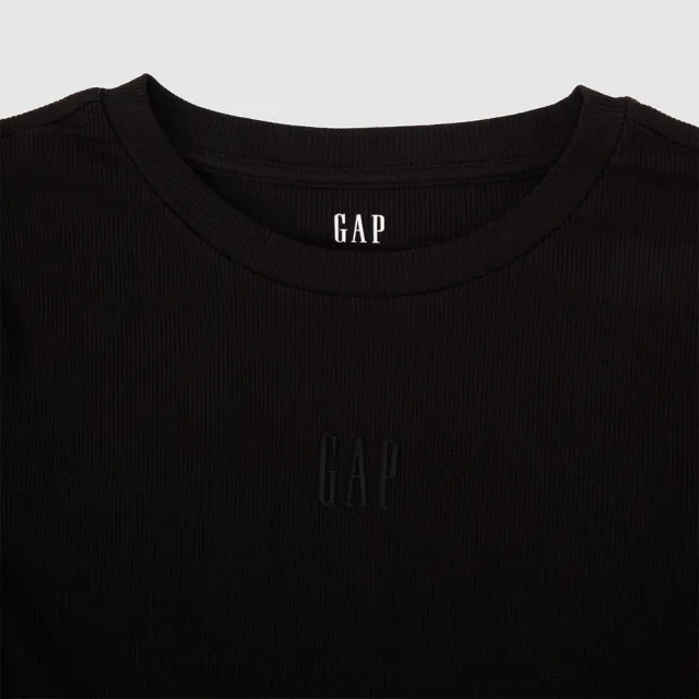 【GAP】女裝 Logo圓領五分袖T恤 女友T系列-黑色(613289)