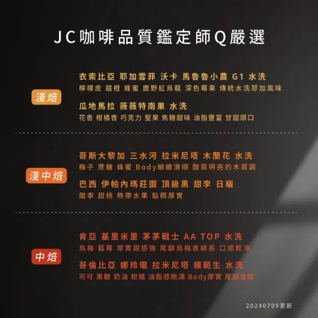 【JC咖啡】莊園咖啡豆 風味驚喜包: 3種烘焙度可選│半磅230gx2袋(淺焙/淺中焙/中焙;新鮮烘焙)