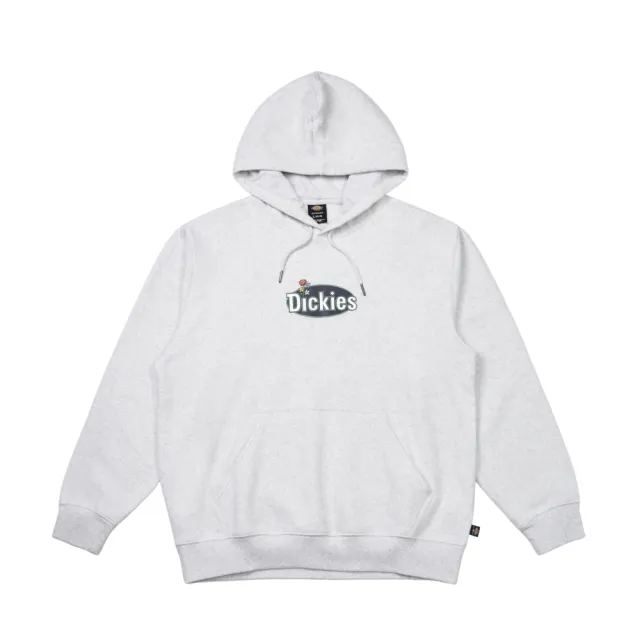 【Dickies】TOM KNOX 聯名－男款淡煙灰抓絨胸前花卉Logo印花休閒連帽大學T｜DK012204E30