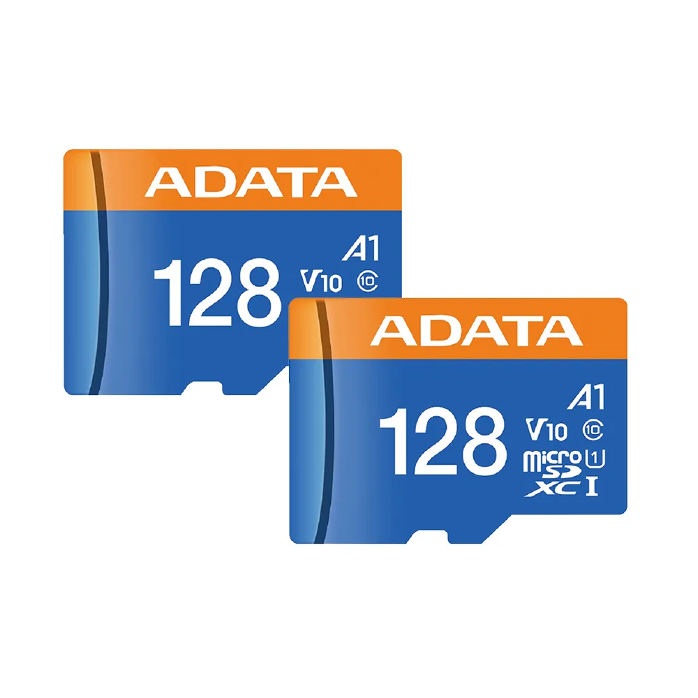 兩入組【ADATA 威剛】Premier microSDXC UHS-I 128G記憶卡(A1-附轉卡)