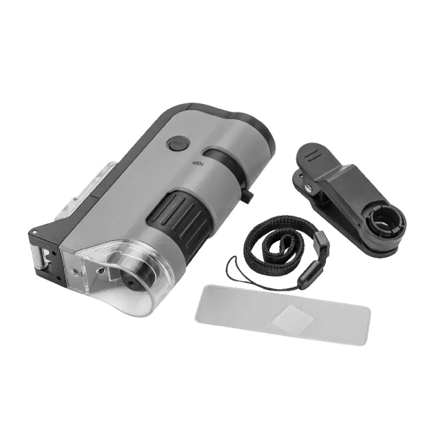 【CARSON 卡薾紳】美國 鏡頭夾+LED隨行顯微鏡 100x-250x / 實驗觀察 微距放大 便攜顯微鏡