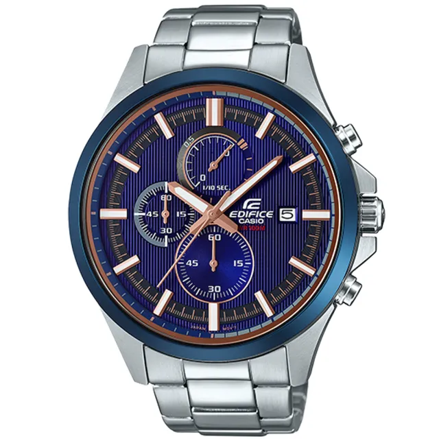 【CASIO 卡西歐】福利品 EDIFICE 炫籃賽車三眼計時錶(EFV-520DB-2A)