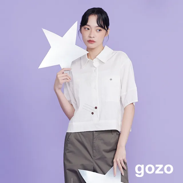 【gozo】流星許願蓬袖短版襯衫(兩色)