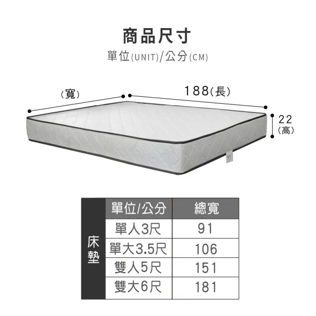 【ASSARI】優眠3M防潑水高彈力支撐獨立筒床墊(雙大6尺)