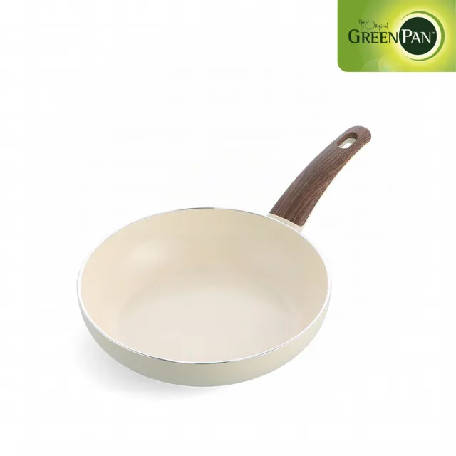 【GreenPan】鑽石陶瓷塗層不沾深煎鍋 Wood-Be 24cm(不含蓋/不挑爐具/不沾鍋/陶瓷)