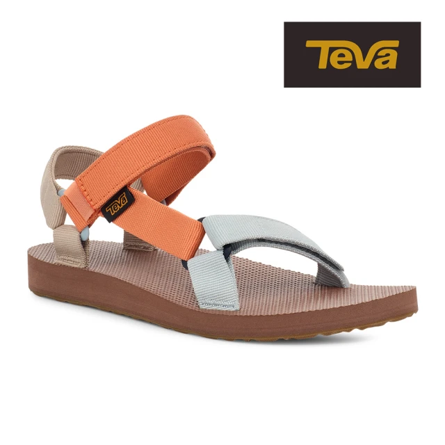 TEVA 女涼鞋 經典緹花織帶涼鞋/雨鞋/水鞋/沙灘鞋 Original Universal 原廠(寧靜灰橘-TV1003987STY)