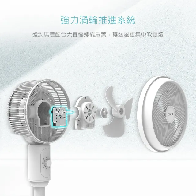 【DIKE】8吋颶風立式循環扇-桌扇/立扇兩用(HLE300WT)
