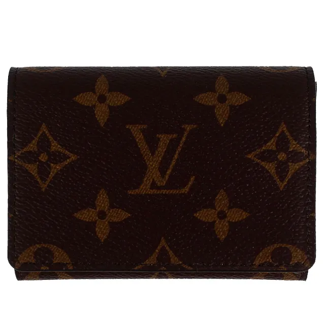 【Louis Vuitton 路易威登】Monogram LV花紋按扣名片夾(M63801/咖啡色)