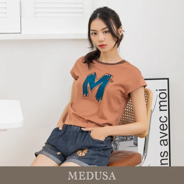 【MEDUSA 曼度莎】現貨-塗鴉M字休閒T恤（M-XL）｜女休閒上衣 短袖T恤 短袖上衣(305-58701)