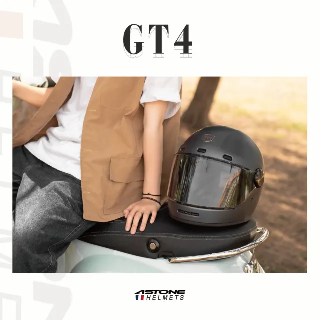 【ASTONE】官方直營-GT4 復古全罩式安全帽/樂高帽(米白 水泥灰 鈦金藍 鈦金綠 平黑 雅典白)