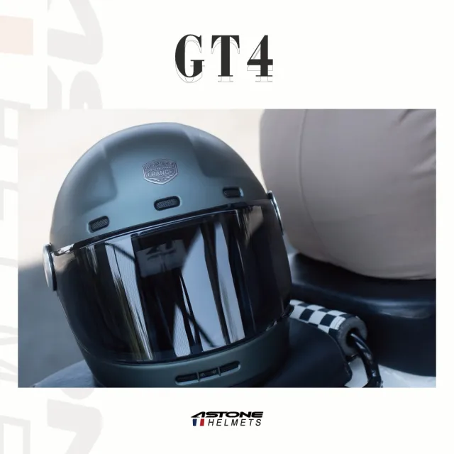 【ASTONE】官方直營-GT4 復古全罩式安全帽/樂高帽(米白 水泥灰 鈦金藍 鈦金綠 平黑 雅典白)
