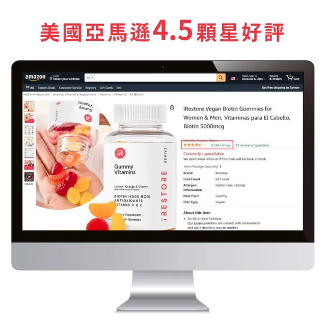 即期品【iRestore】生物素原裝進口滋養軟糖 頭髮健康-1瓶(60顆)