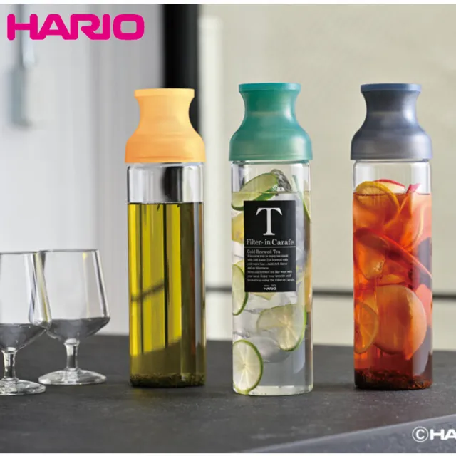 【HARIO】卡夫卡耐熱玻璃冷泡茶壺1000ml(黃色 深灰 湖水綠 任選)