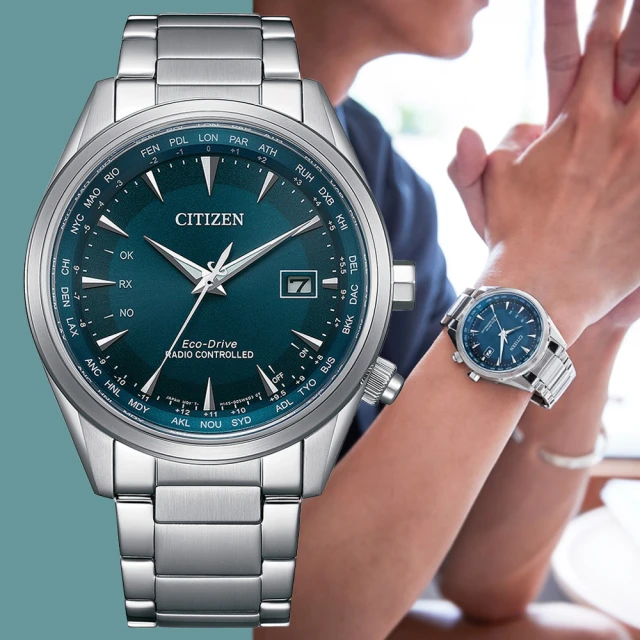 CITIZEN 星辰 GENTS 亞洲限定款 光動能 萬年曆 電波對時腕錶-湖水藍43mm(CB0270-87L)