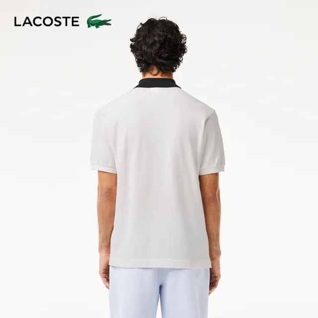 【LACOSTE】男裝-L.12.12 Lacoste徽章短袖Polo衫(白/黑配色)