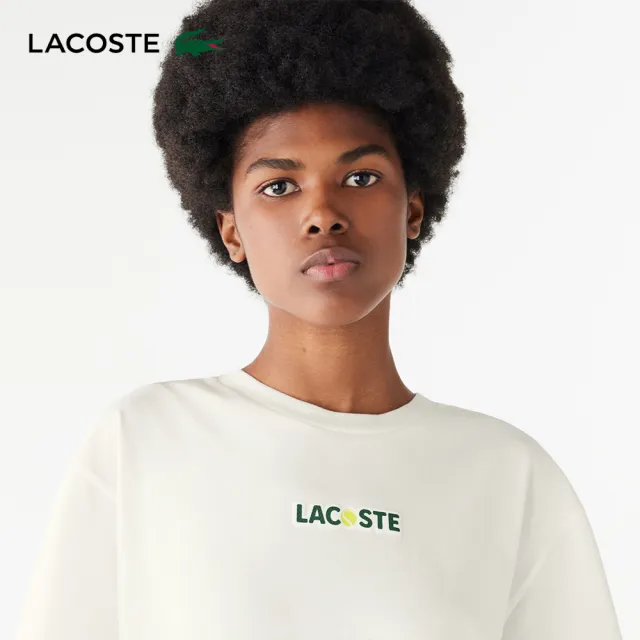 【LACOSTE】女裝-寬鬆輪廓俏皮印花短袖T恤(白色)