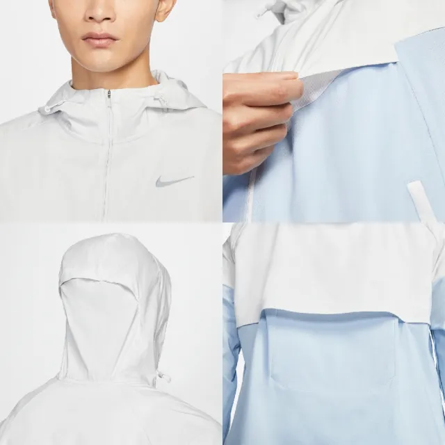 【NIKE 耐吉】外套 Windrunner Repel Jacket 男款 藍 白 防潑水 防曬 可收納 連帽外套(FB7541-094)