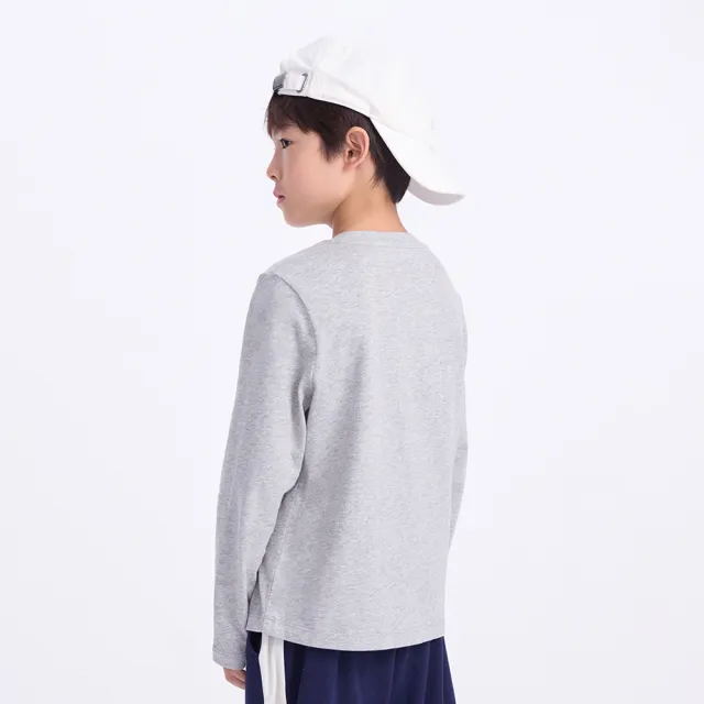 【GAP】兒童裝 Logo純棉印花圓領長袖T恤-灰色(646074)