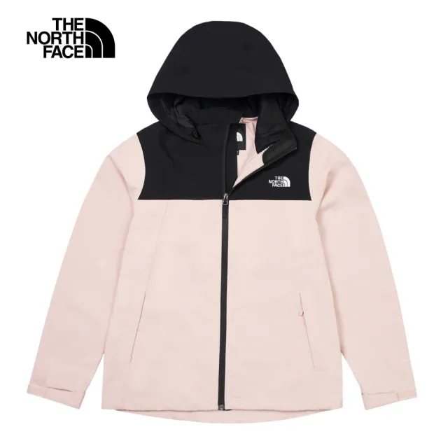 【The North Face 官方旗艦】北面女款粉色DryVent防水透氣連帽衝鋒衣｜88FYLK6(外套)