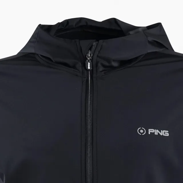 【PING】男款防曬抗UV高彈性高爾夫薄連帽外套-黑(GOLF/PC24110-88)