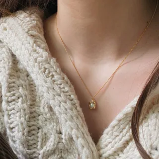 【KT DADA】交換禮物 包包 925純銀項鍊 珍珠碗豆項鍊 ins個性頸鏈 淡水珍珠項鍊 正韓純銀項鍊 18k  