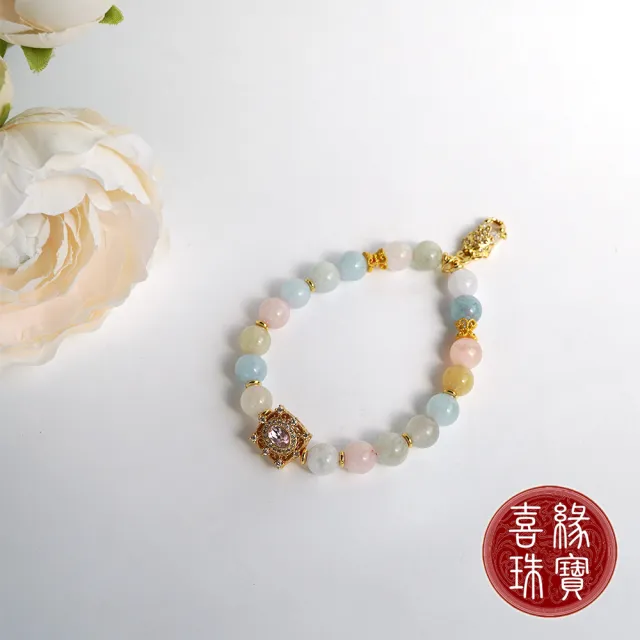 【喜緣玉品】天然摩根石 糖果色 貔貅招財 手珠(8mm)
