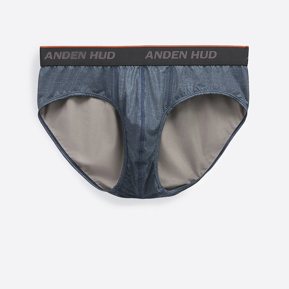 【Anden Hud】男款_吸濕排汗機能系列．腰帶三角內褲(丹寧藍-牛仔織紋)