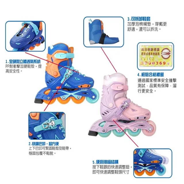 【SUCCESS 成功】兒童二代初階教學直排鞋S0490(附直排輪專用鞋袋)