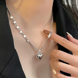 【KT DADA】包包 925純銀項鍊  韓版鎖骨鏈 愛心項鍊 女生項鍊 韓國項鍊 不規則珍珠項鍊   