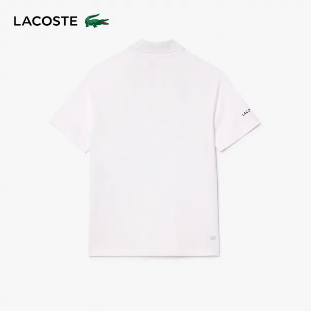 【LACOSTE】男裝-Original L.12.12植絨文字網眼布短袖Polo衫(白色)