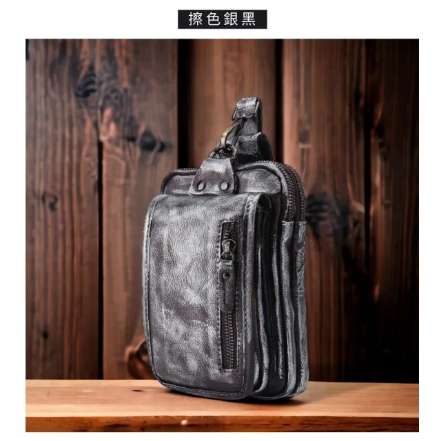 【玩皮工坊】頭層牛皮雙拉鍊 LB1100 男士腰包(真皮包包 三色可選)
