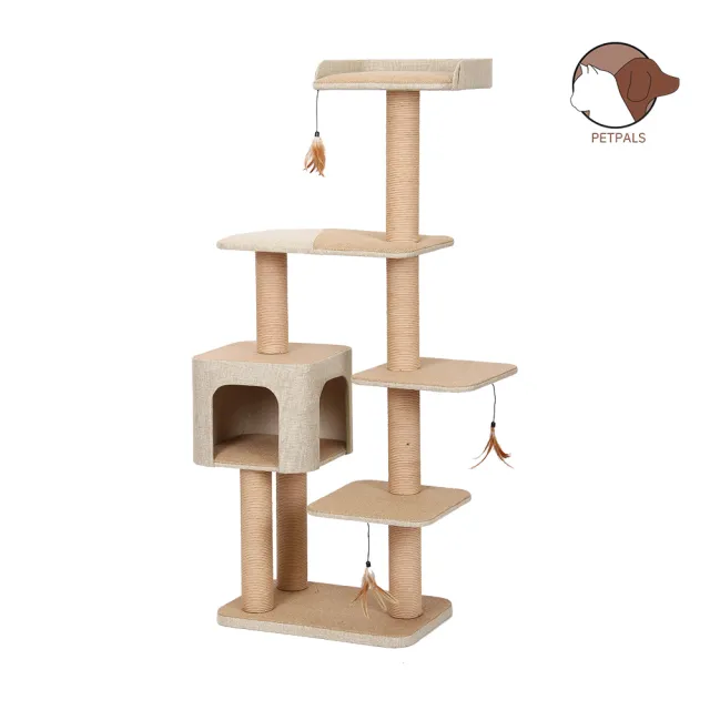 【Petpals】麻布紙繩遊憩跳台-6層(貓跳台/貓窩/貓爬架/貓樹/貓咪跳台/貓抓柱)