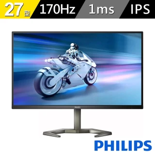 Philips 飛利浦Philips 飛利浦 雷雕鍵帽電競鍵盤組27型 27M1N5500Z4 Quad HD 遊戲電競螢幕(IPS/G-SYNC/170Hz/1 ms)