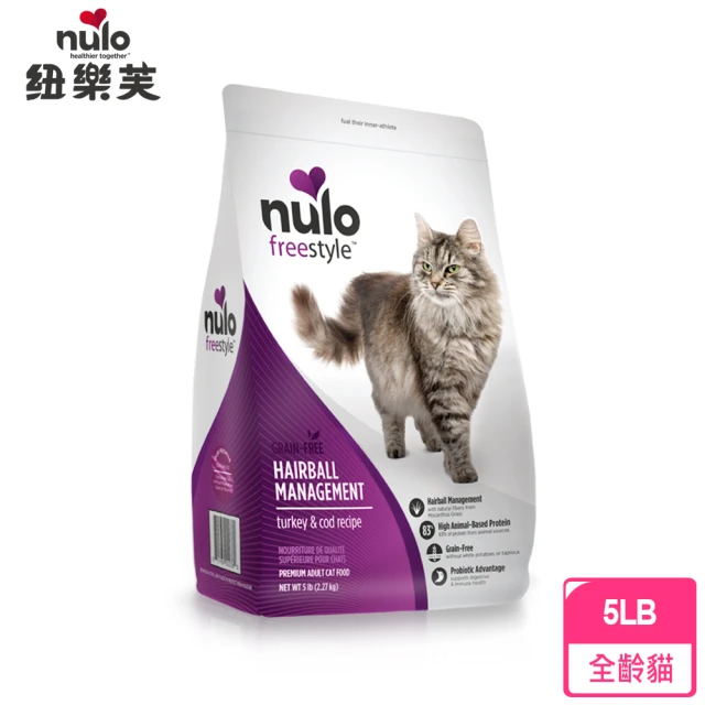 NULO 紐樂芙 無穀高肉量化毛貓-野牧火雞+菊苣根/5LB(成貓飼料、全齡貓飼料、高含肉量)