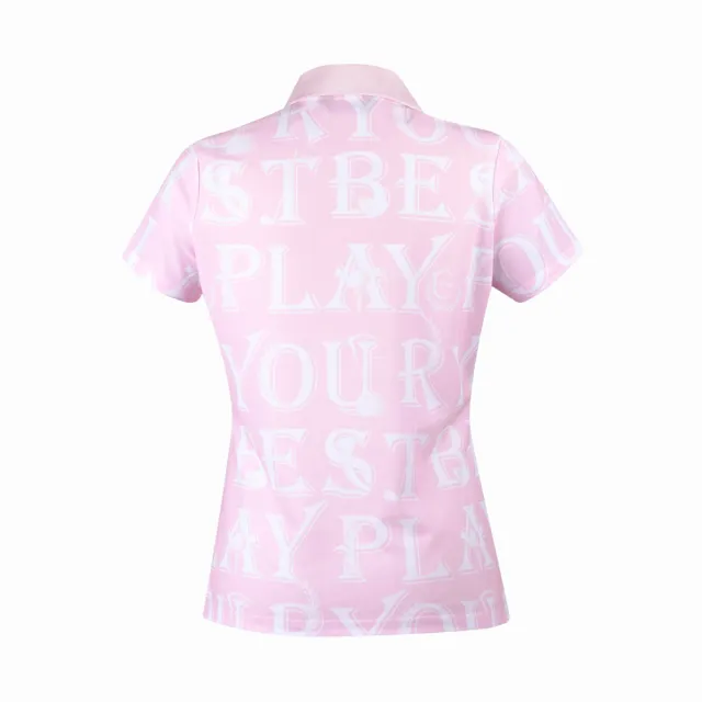 【PING】女款羅馬字吸濕排汗抗UV短袖POLO衫-粉紅(GOLF/高爾夫球衫/RA24104-13)