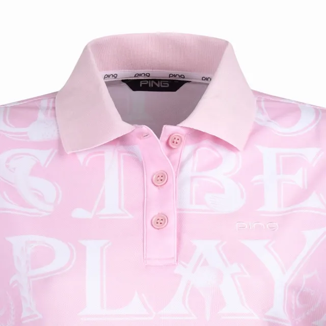 【PING】女款羅馬字吸濕排汗抗UV短袖POLO衫-粉紅(GOLF/高爾夫球衫/RA24104-13)