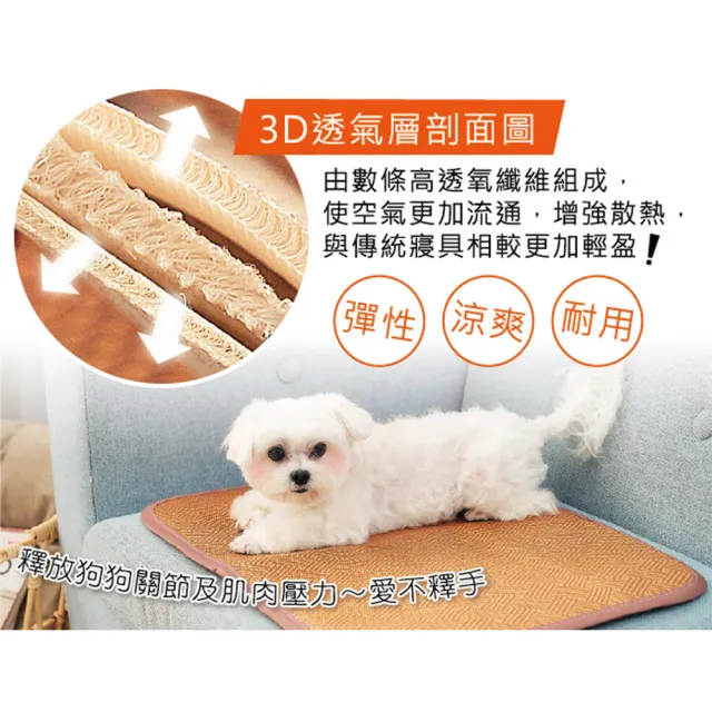 【米夢家居】3D立體加厚透氣網布天然寵物紙纖涼蓆/涼墊(峇里島款60x45cm)