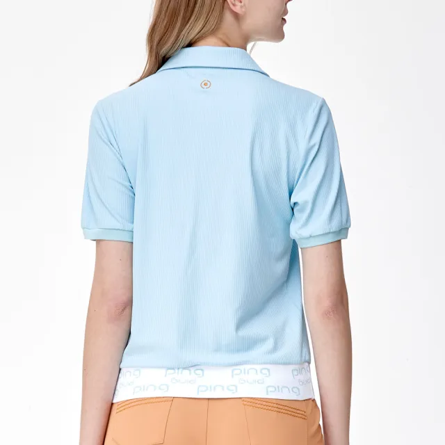 【PING】女款翻領短版高爾夫短袖上衣-藍(吸濕排汗/抗UV/GOLF/高爾夫球衫/RA24112-53)